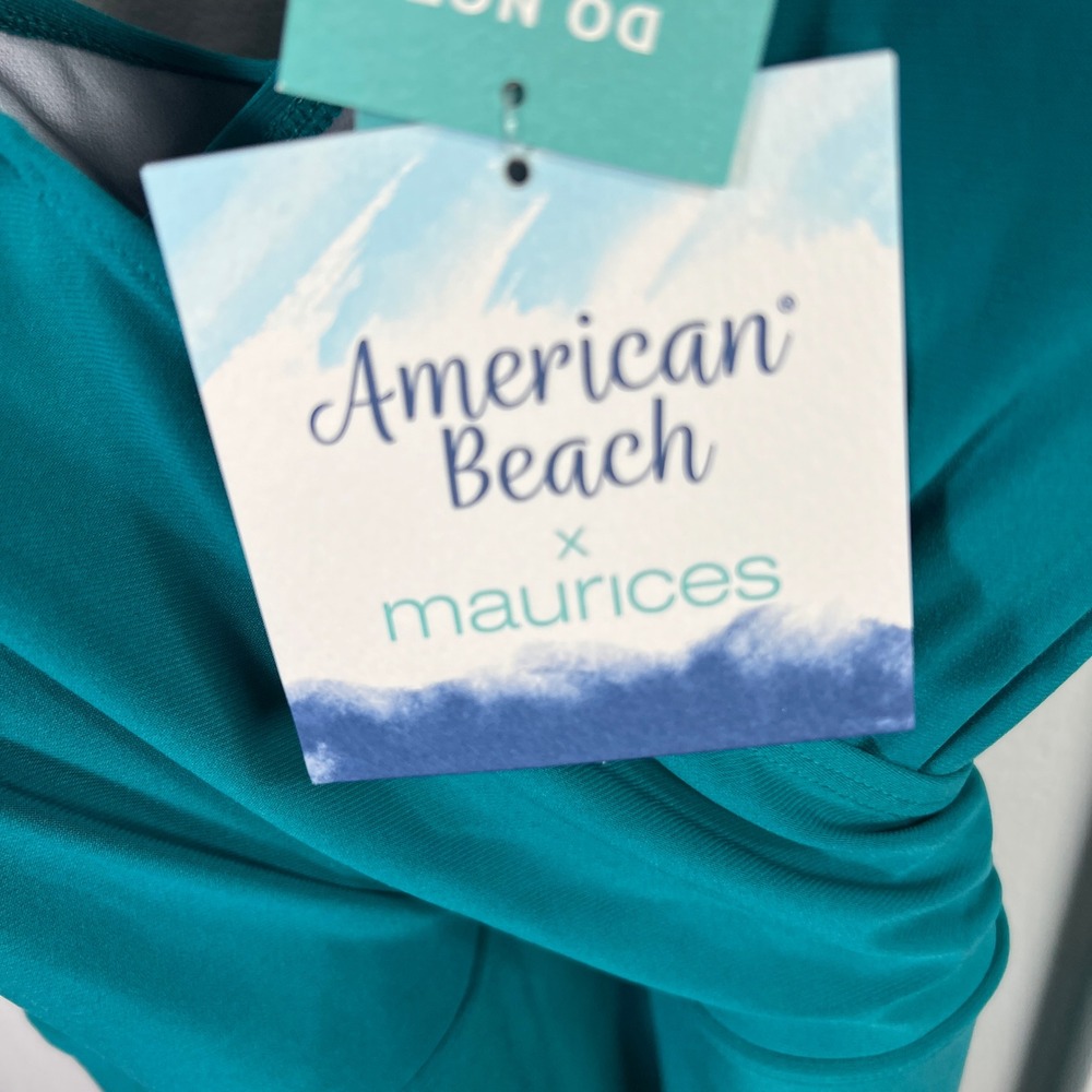 Maurices American Beach Teal Green Surplice Swim Dress XXL‎ 204756 NWT - Picture 3 of 7